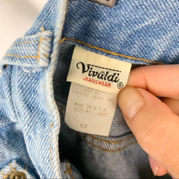 Vivaldi Jeanswear Vintage 90's Denim Wrap Side Slit Midi Skirt Size 12 - Picture 11 of 13